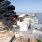 Fire in a hydrocarbon storage area of the Bravo Petroleum company in Barranquilla