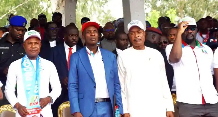 L-R- Governor Peter Mbah, Dr. Ben Nwoye, Emma Enukwu, Senator Osita Ngwu