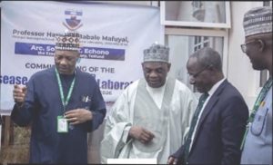 L-R- Ishaya, Echono and others at the lab commissioning lab commissioning