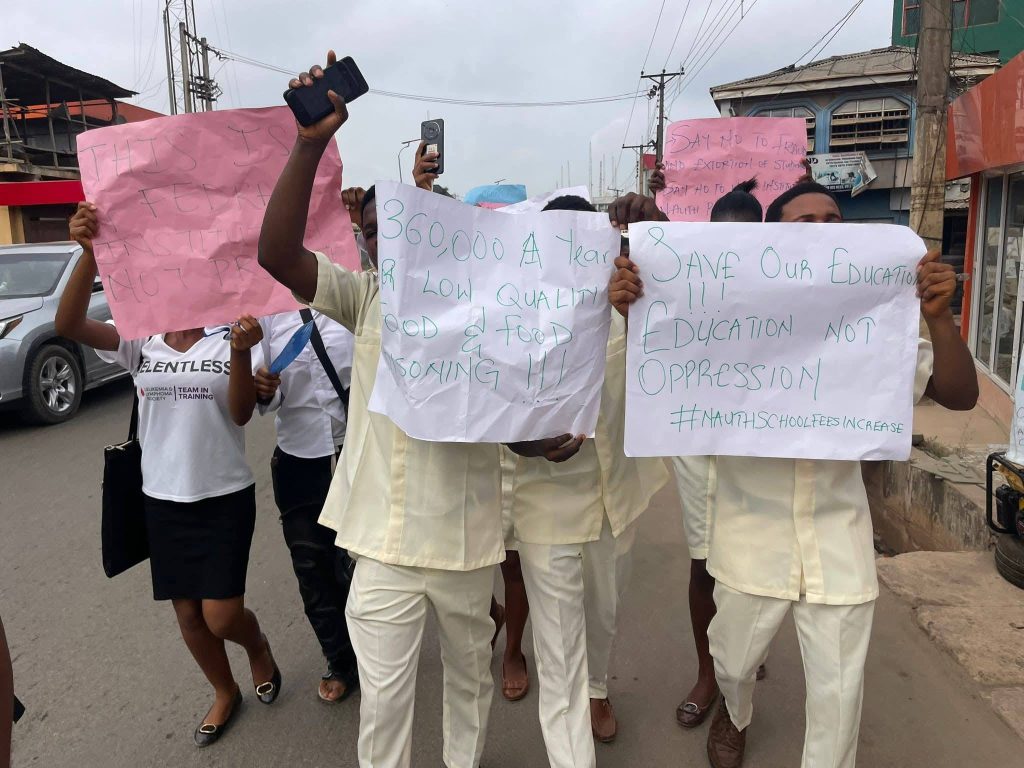 NAUTH nursing students protest fee hike, storm provost’s office