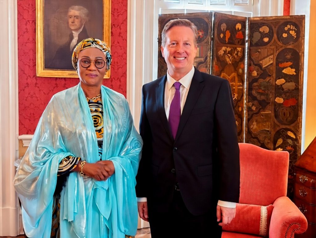 First Lady of Nigeria Oluremi Tinubu with the US Special Envoy for Best Future Generations Charles Harder after the meeting between the two on the sidelines of the Fostering the Future Together Global Summit held in Washington between March 24 and 25, 2026