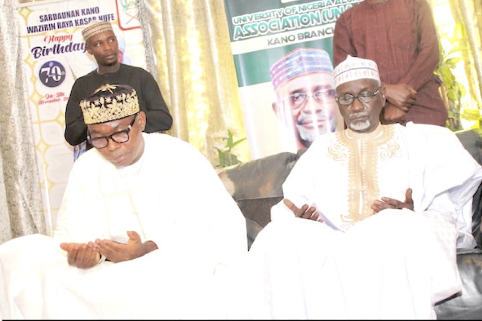 Prince Adewole Adebayo commiserates with Mallam Ibrahim Shekarau over loss of his senior brother in Kano, weekend.
