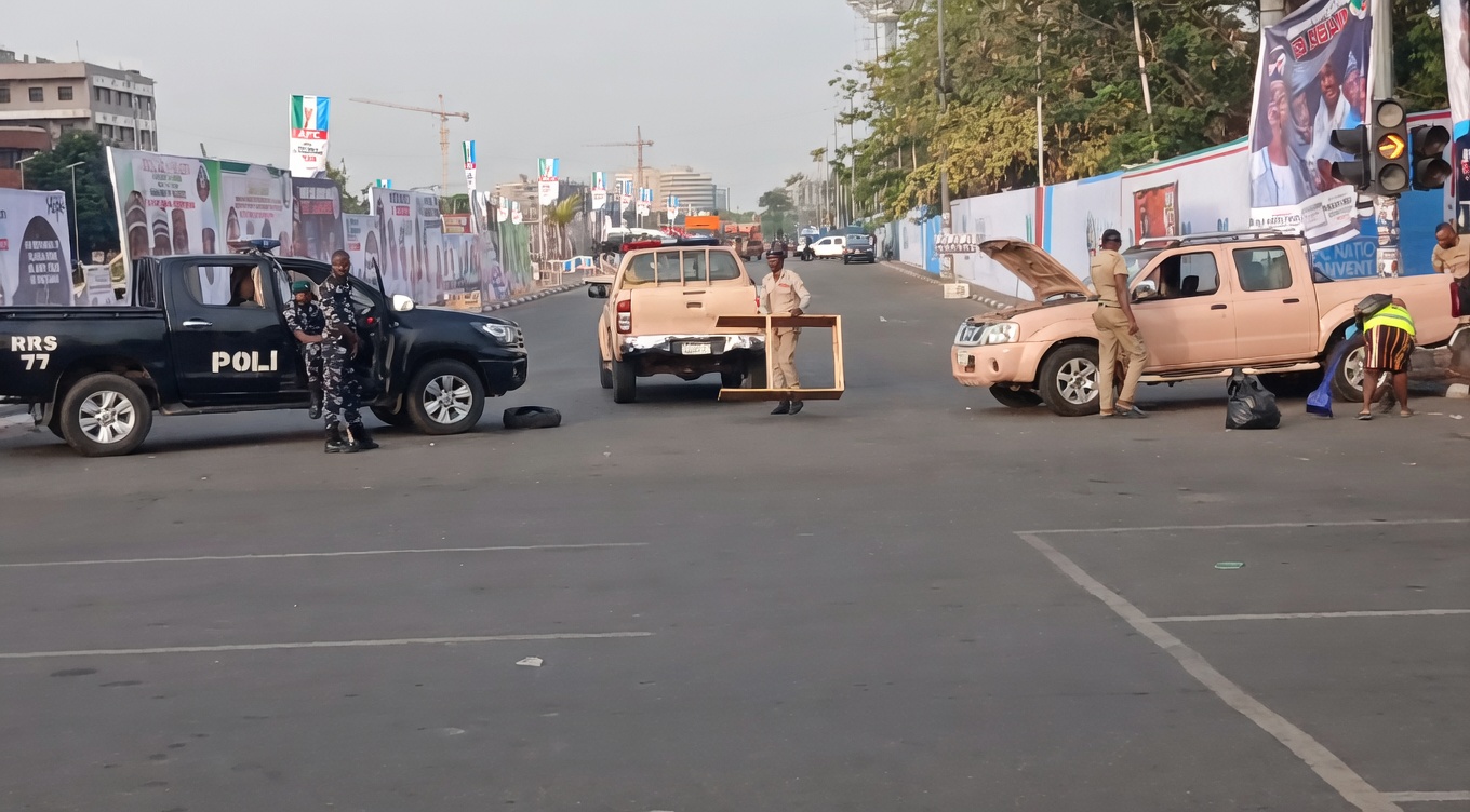Security checkpoint at Eagle Square in Abuja, Nigeria, ahead of the All Progressives Congress (APC) National Convention on Friday, March 27, 2026