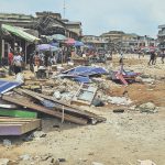 The demolished structures at Onitsha Main Market