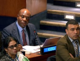 Chargé d’Affaires at Nigeria’s Permanent Mission to the UN, Ambassador Syndoph Endoni, during the 17th plenary meeting – Commission on the Status of Women, Seventieth session (CSW70) on Thursday March 19, 2026