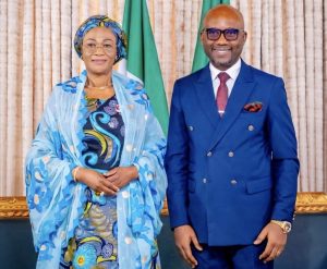 First Lady of Nigeria, Oluremi Tinubu with the Minister of Innovation, Science and Technology, Kingsley Udeh, after his visit to the First Lady at the State House Abuja on Tuesday 10th March, 2026