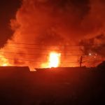 Raging fire at the Akim Timber Market in Calabar, Cross River State