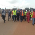 Edo State Commissioner of Works, Engr Felix Akhabue and other management staff during the inspection of the road construction in Edo Central Senatorial district
