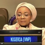 Minister of Women Affairs, Imaan Sulaiman-Ibrahim, during the presentation of Nigeria’s Voluntary Statement at the 70th Session of the UN Commission on the Status of Women (CSW70) in New York on Friday