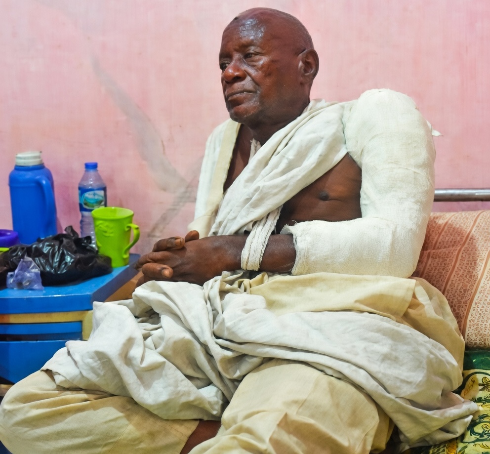 A victim at the hospital ward