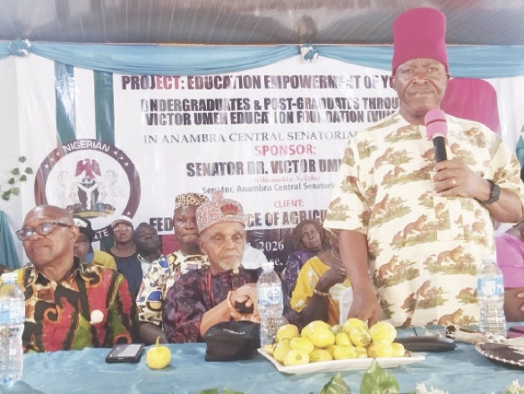 •Sen. Victor Umeh addressing the audience at the event.