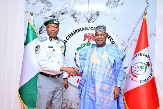 NDLEA Chairman/Chief Executive Officer, Brig. Gen. Mohamed Marwa (retd), and Comptroller-General of Customs, Bashir Adewale Adeniyi
