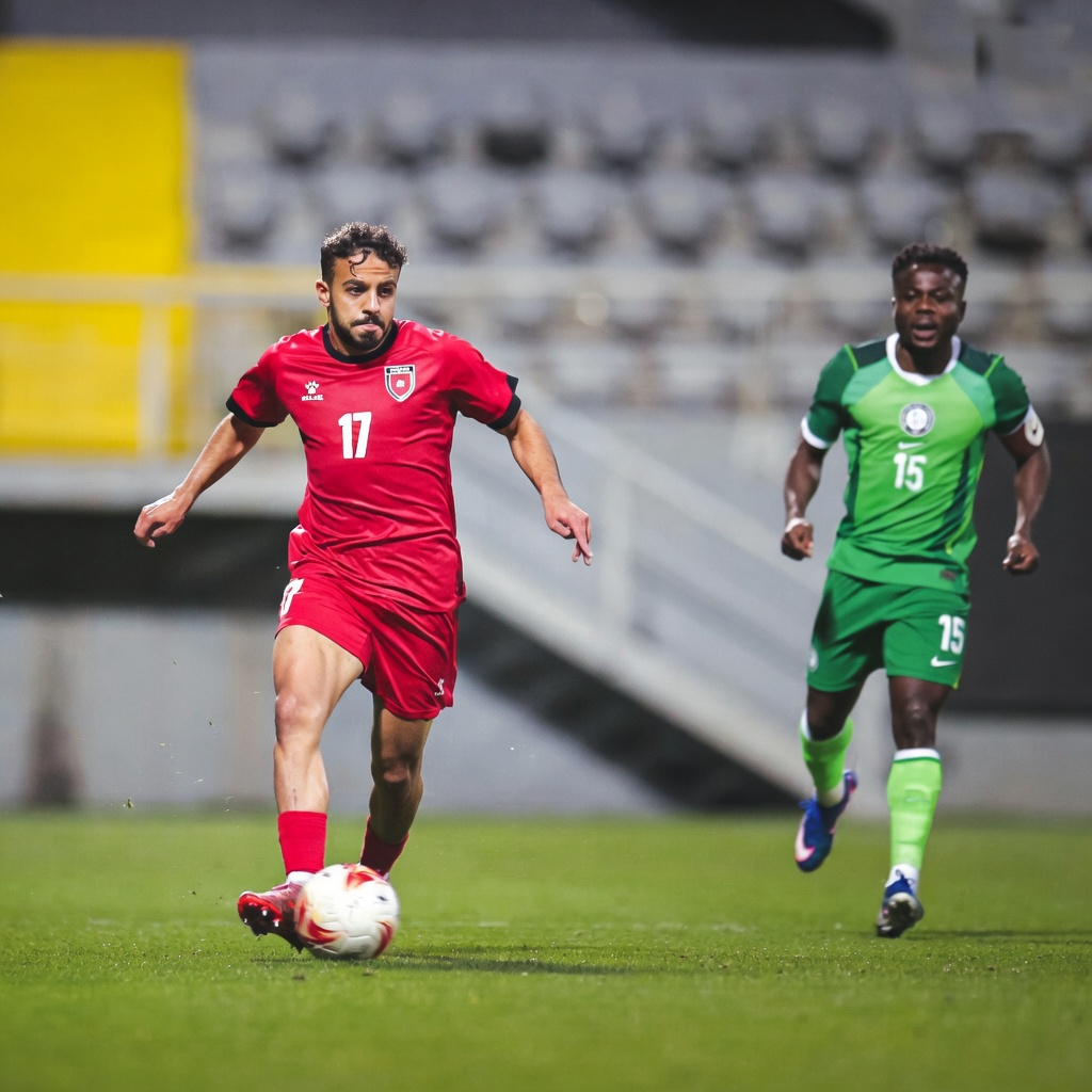 • Jordan, Nigeria during an international friendly match, yesterday.
