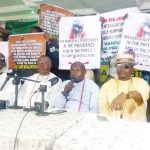 Spokesmen for the Coalition of Itsekiri groups during the protest