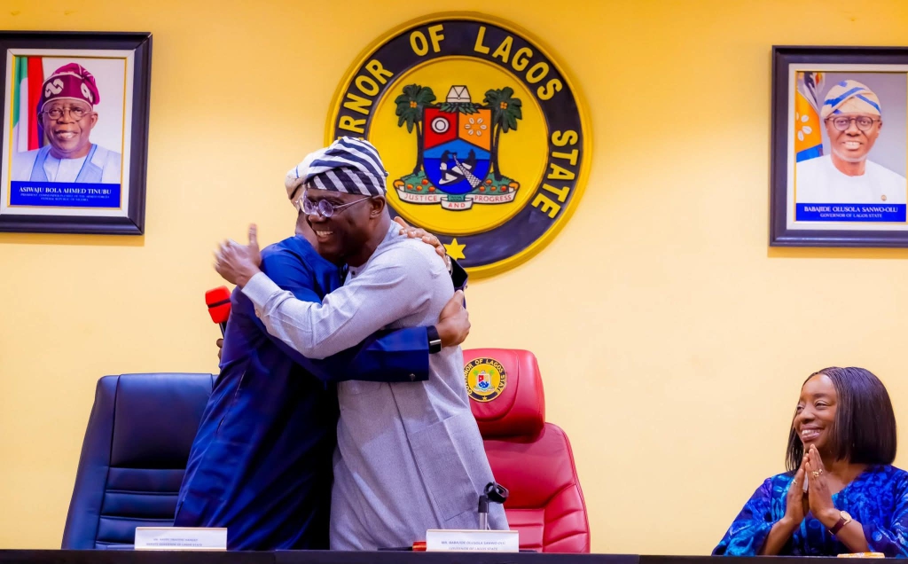 Sanwo-Olu embraces Obafemi Hamzat