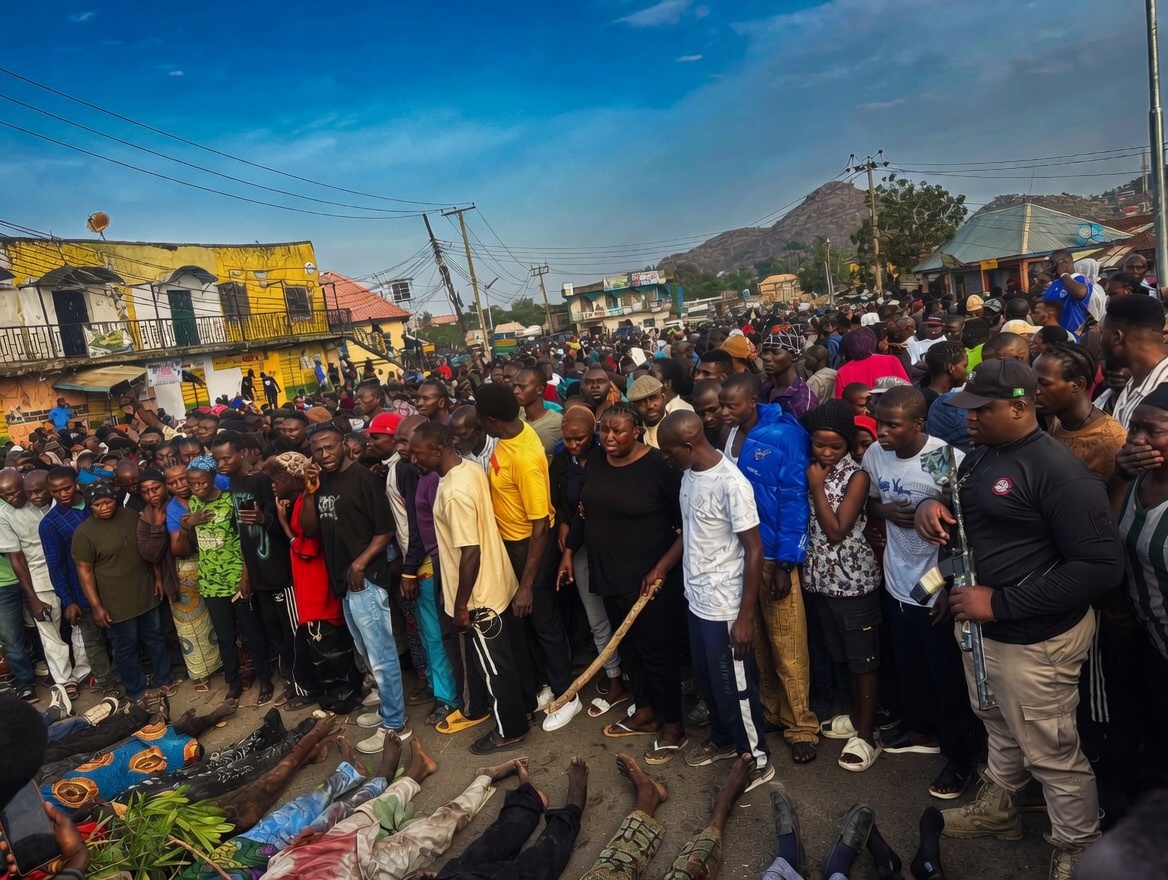 Mourners in Jos after the terrorist attack on Palm Sunday