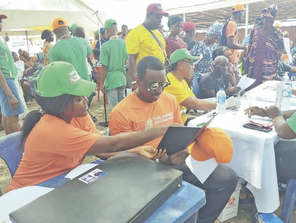 Hon. Uchenna Harris Okonkwo having his eyes checked