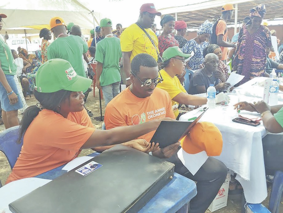 Hon. Uchenna Harris Okonkwo having his eyes checked