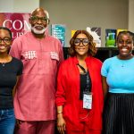 L-R: Cultural Coordinator AFL, Dunni Lambo; Chairman Mmeli Arts Foundation, Richard Mofe-Damijo; Founder and CEO Mmeli Arts Foundation, Nina Anyianuka and Librarian AFL, Odufa Onaulogho