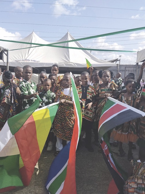 Pupils with different African flags