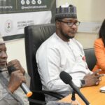 L-R: North West Development Commission (NWDC) Managing Director Shehu Ma’aji, Senior Special Assistant Abdullahi Yakasai and Summit lead consultant Dr. Mea Boykins briefing newsmen on the upcoming high-level North-West Climate Summit, August 4, 2026
