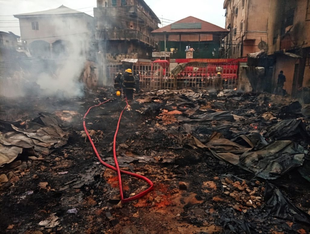 Shops, offices razed as fire guts aluminum village, three-storey building in Lagos