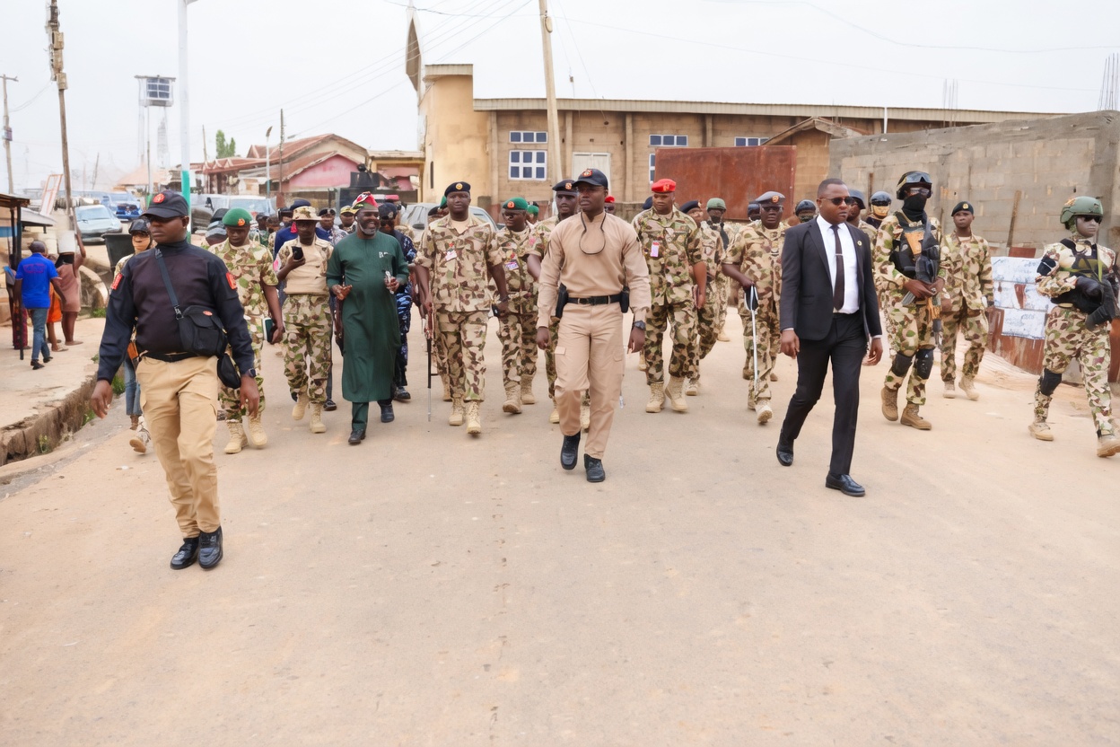 Chief of Army Staff (COAS) Lieutenant General Waidi Shaibu, on Thursday, April 2, 2026, leading heads of security agencies on an on-the-spot assessment of the security situation in Jos, Plateau State following violence in the state's capital
