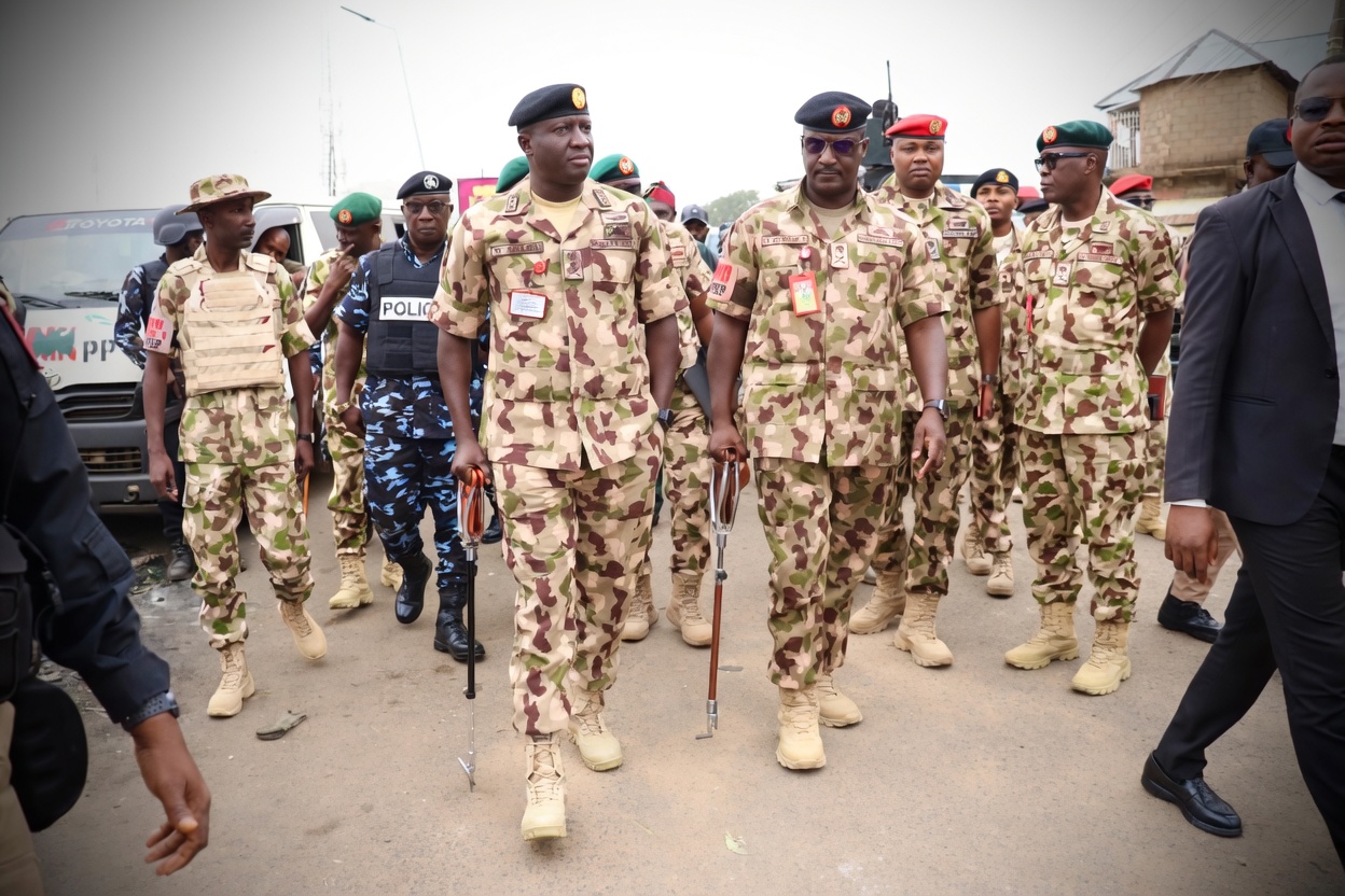 Chief of Army Staff (COAS) Lieutenant General Waidi Shaibu, on Thursday, April 2, 2026, leading heads of security agencies on an on-the-spot assessment of the security situation in Jos, Plateau State following violence in the state’s capital