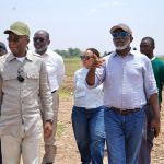Minister of State for Industry, Senator John Owan Enoh (L), and the Executive Secretary/CEO of the National Sugar Development Council (NSDC), Mr. Kamar Bakrin (R), touring the Golden Sugar Company (GSC) Complex in Sunti, Niger state
