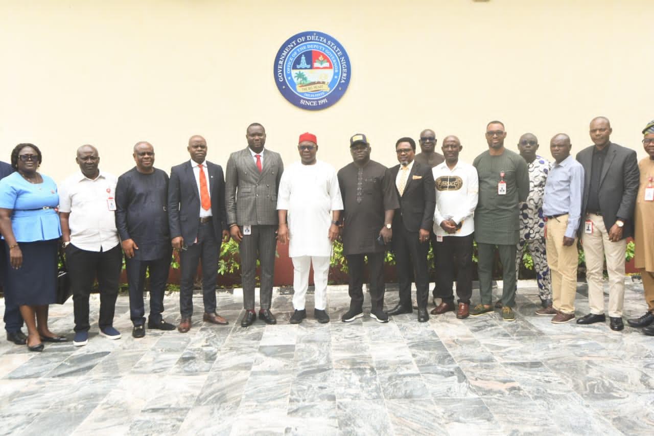 Delta State Deputy Governor of Delta State, Sir Monday Onyeme, PhD posed in photograph with officials of Benin Electricity Distribution Company (BEDC) including ​Engr. Michael Anoka, the Commissioner for Power and Energy, over power supply crisis in the state, on Tuesday, May 19, 2026