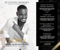 Alexx Ekubo burial arrangement