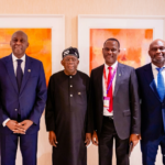 President Bola Tinubu, Managing Director of International Finance Corporation,  Makhtar Diop, Minister of Finance and Coordinating Minister of the Economy, Taiwo Oyedele and Managing Director of Bank of Industry, Supo Olusi, on the sidelines of the Africa CEO summit in Kigali, Rwanda. Thursday, May 14, 2026