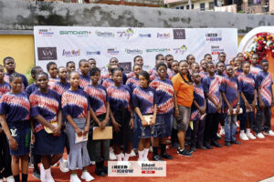 Mrs. Kayode-Yusuf with students of one of the participating schools
