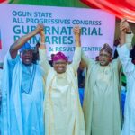 Ogun APC governorship candidate, Senator Solomon Olamilekan Adeola being officially presented at the party secretariat after his emergence