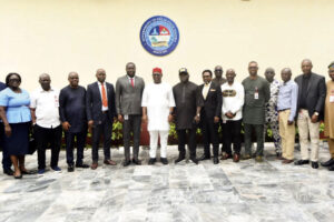 Onyeme with officials of BEDC, including ​Anoka, to mitigate power supply crisis in the state.