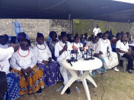 Oweikpodor, flanked by other Ijaw leaders, addressing newsmen