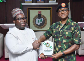 Pic 11 INEC Chairman visits NYSC Headquarters in Abuja
