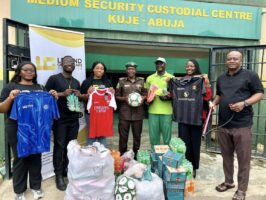 LGCF team members and senior officials of the Nigerian Correctional Service during preparations for the Hope for Freedom Tournament 4.0 at the Medium Security Custodial Centre, Kuje, Abuja.