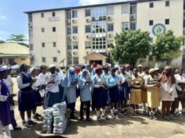 Students and beneficiaries who received LGCF educational and care materials for girls in commemoration of the International Day of the Girl Child.