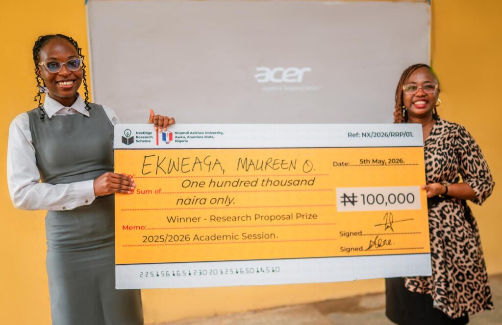 UNIZIK student wins NexEdge Research Prize for Food Innovation Study