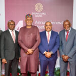 From left to right:  Jamiu Mogaji (Chief Audit Executive), Nixon Iwedu (Managing Director/Chief Executive Officer), Alhaji Tijani M. Borodo (Chairman, Board of Directors), Alex Anozie (Deputy Managing Director), Uzoma Nwankwo (Independent Non-Executive Director), Iwueze Ebere (Company Secretary)