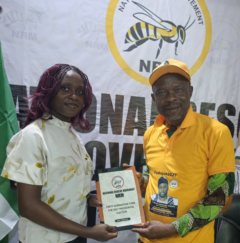 Rev. Emmanuel Olorunmagba collected the nomination form for Fadojoe at the NRM National Secretariat