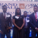 R-L: Winner and New 2026 CIIN Ambassador, Mr. Oduh Sunday; 2nd Runners-up, Ms. Odeniyan Oluwatosin Comfort, and 1st Runners-up of the Ambassador Contest, Mr. Okunnu Abdulrasheed Adekunle, at the Year 2026 CIIN Insurance Week Grand Finale