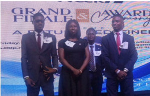 R-L: Winner and New 2026 CIIN Ambassador, Mr. Oduh Sunday; 2nd Runners-up, Ms. Odeniyan Oluwatosin Comfort, and 1st Runners-up of the Ambassador Contest, Mr. Okunnu Abdulrasheed Adekunle, at the Year 2026 CIIN Insurance Week Grand Finale