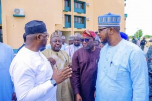 L-R: Special Adviser to the President on Media and Public Communication, Sunday Dare, Kebbi State Deputy Governor Umar Tafida, Senior Special Assistant to the President on Media and Special Duties/Director of Communication of Renewed Hope Ambassadors, Tunde Rahman and Senior Special Assistant to the President on Community Engagement (Northwest), Abdullahi Yakasai during the tour of the newly constructed State Secretariat, Birnin Kebbi as part of the Renewed Hope Ambassadors Northwest tour of Federal and State Governments funded projects. May 7, 2026