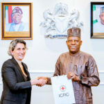 Vice President Kashim Shettima and the Head of Delegation for the International Committee of the Red Cross (ICRC) in Nigeria, Doris El Doueihy during a courtesy visit to the Vice President in the Presidential Villa on Tuesday, May 5, 2026