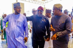 L-R: Senior Special Assistant to the President on Community Engagement (NorthWest) Abdullahi Yakassi, Senior Special Assistant to the President on Media and Special Duties and Director of Communication, Renewed Hope Ambassadors, Tunde Rahman and Senior Special Assistant to the President on Media and Publicity, Temitope Ajayi during the inspection of Bola Ahmed Tinubu Specialist Hospital built by Kaduna State Government during the NorthWest Renewed Hope Ambassadors Projects Tour in Kaduna on Friday, May 1, 2026