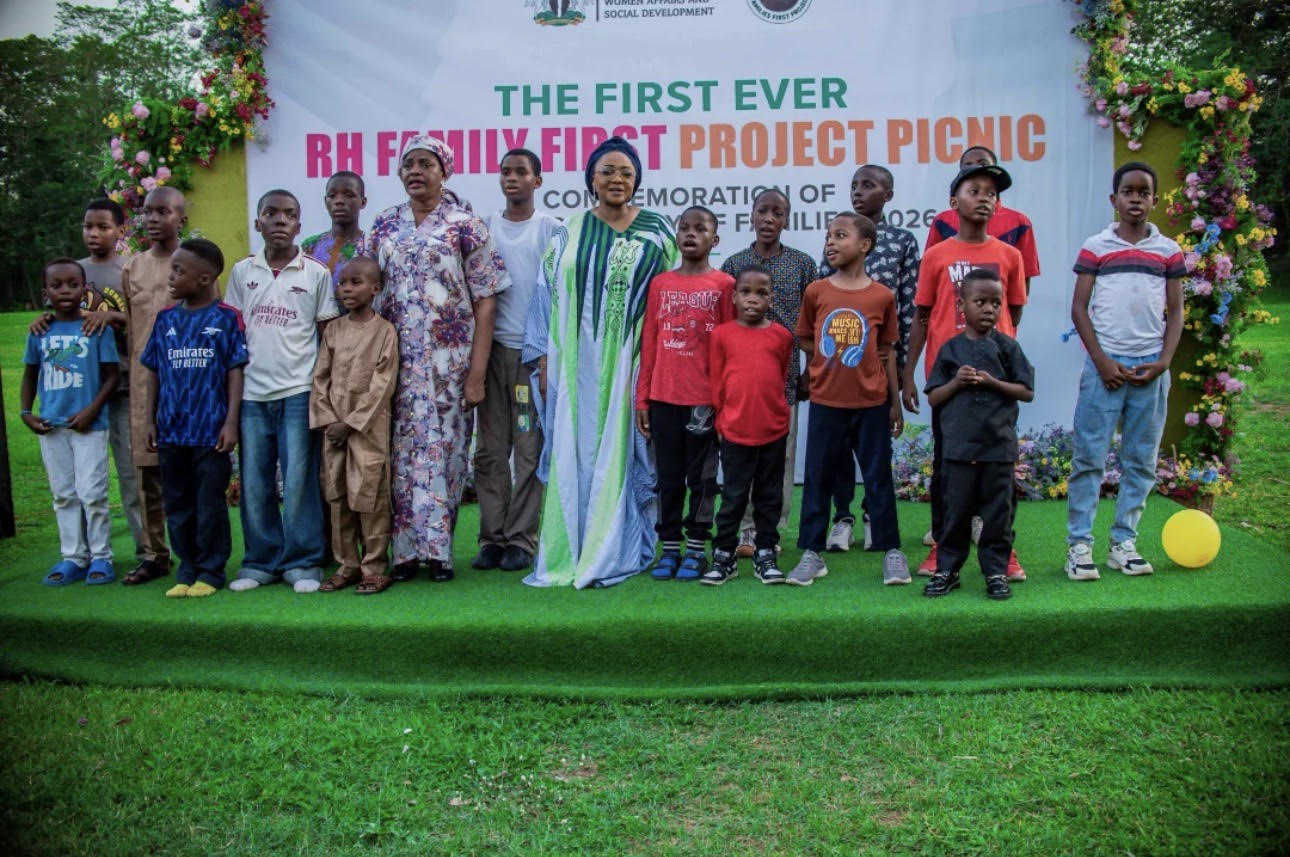 Minister of Women Affairs and Social Development Imaan Sulaiman‑Ibrahim and Permanent Secretary Esuabana Asanye, at the ministry’s Family Picnic in commemoration of International Day of Families 2026 and International Day of the Boy Child, held at Harrow Park, Abuja, May 16th, 2026