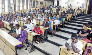 •Students in a lecture hall.