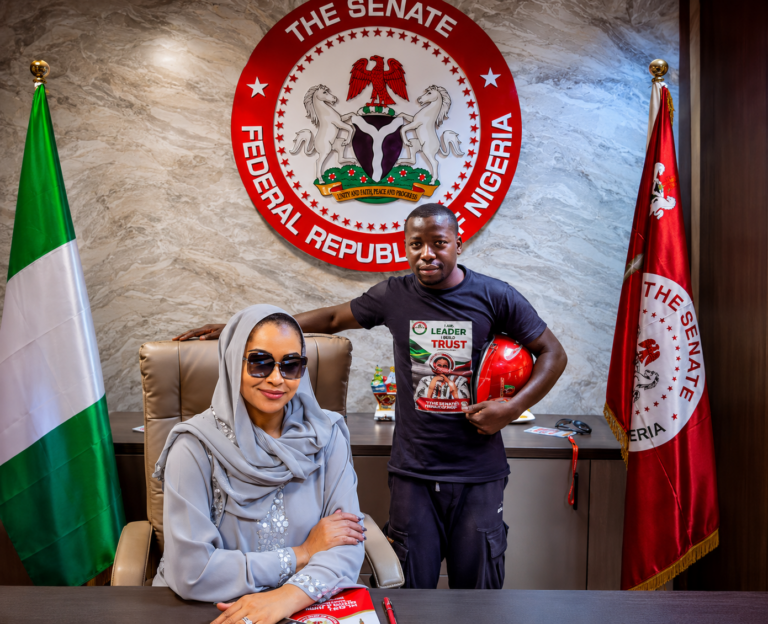 Natasha receives cyclist who rode from Kogi to Abuja to support re-election